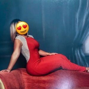 MSK Red Beaded Baxk Mermaid Dress Size 2